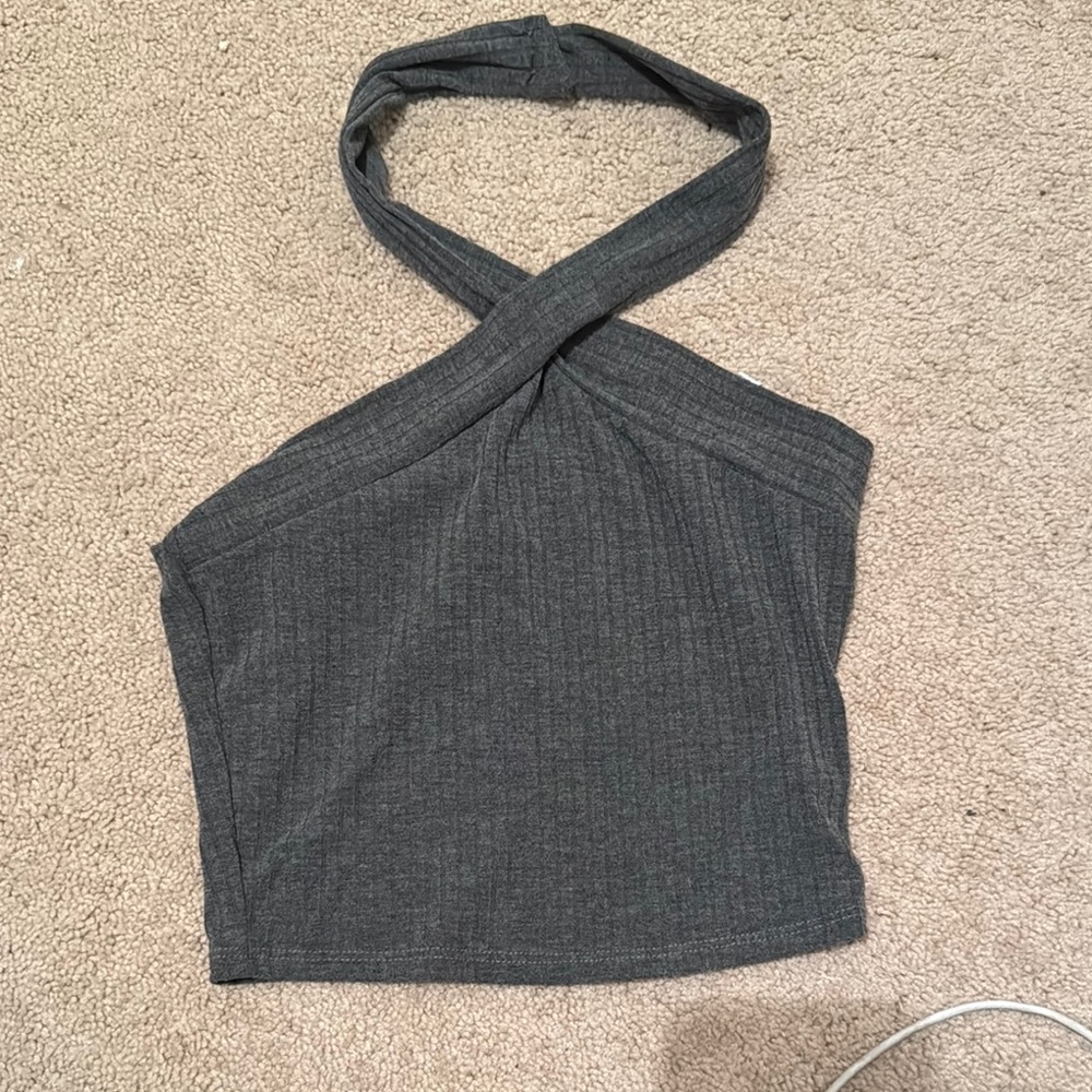 Gray Halter Neck Women's Top